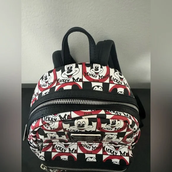 Disney Parks Loungefly Mickey Mouse Club White Black Red Mini Backpack - Picture 3 of 10